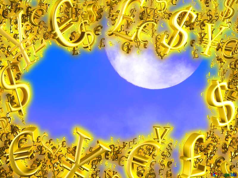  Moon Sale offer discount template Background Gold money frame border 3d currency symbols business template №31497