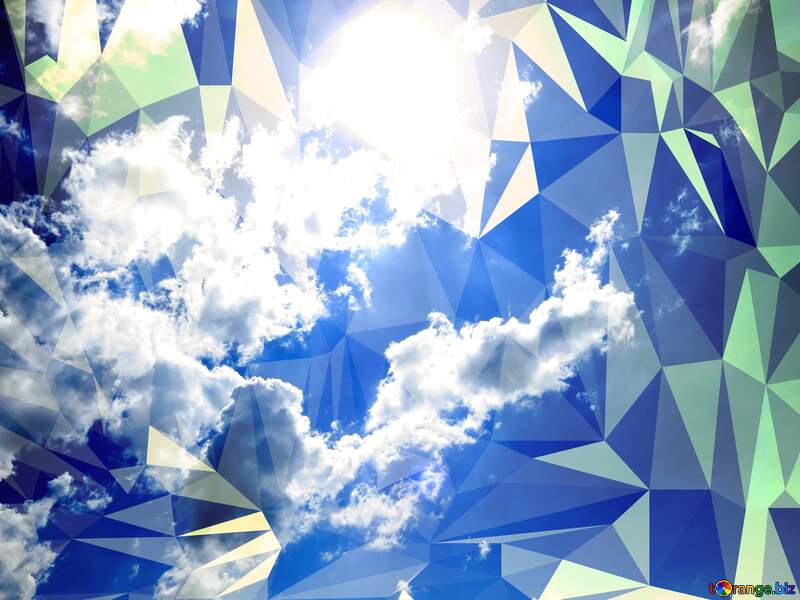 Sun and clouds Polygon background with triangles №31594