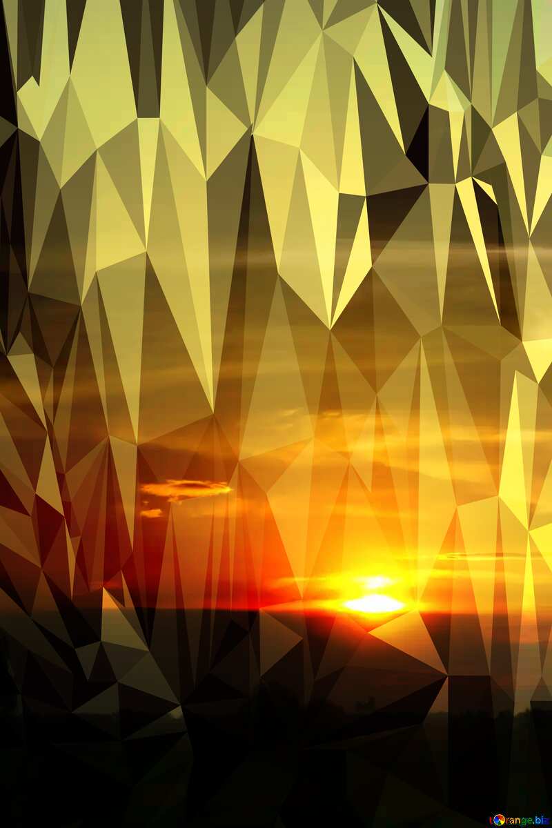 Beautiful sunset trees Polygon background with triangles №32445