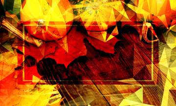 FX №201023 Autumn pumpkins on table discount template Layout Design Polygon abstract geometrical background...