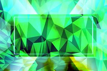 FX №201051 Green template frame Polygon abstract geometrical background with triangles