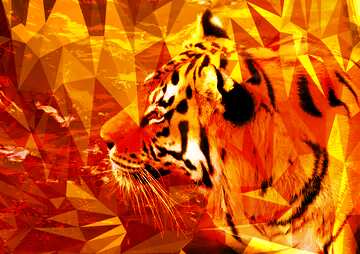 FX №201283 Beautiful tiger Polygon abstract geometrical background with triangles