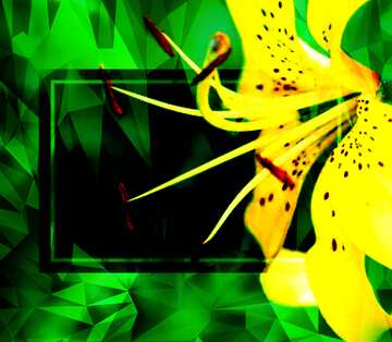 FX №201300 Yellow lily Flower Template frame Polygon abstract geometrical background with triangles