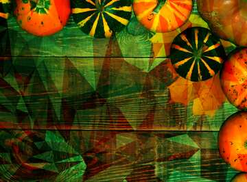 FX №201021 Autumn pumpkins frame border Polygon abstract geometrical background with triangles