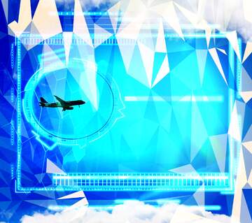 FX №201046 Plane in the sky Polygon abstract geometrical background with triangles business template tech...