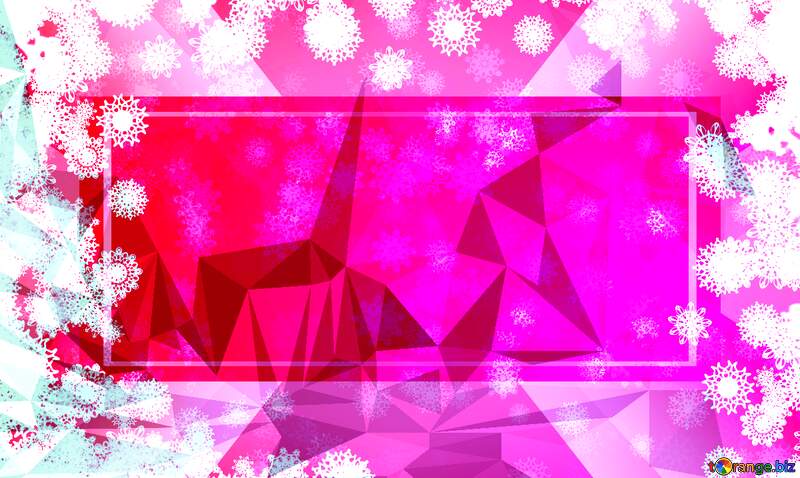 Christmas pink frame Polygon abstract geometrical background with triangles №40718