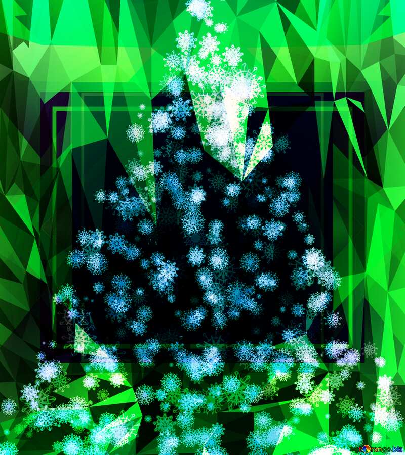 Clipart Christmas tree of snowflakes frame Polygon abstract geometrical background with triangles №40736