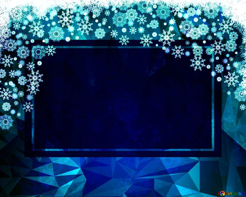 Blue Christmas template frame Polygon abstract geometrical background with triangles №40658
