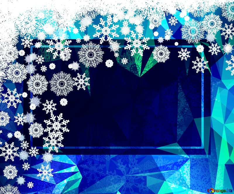 Blue Christmas template frame Polygon abstract geometrical background with triangles №40658