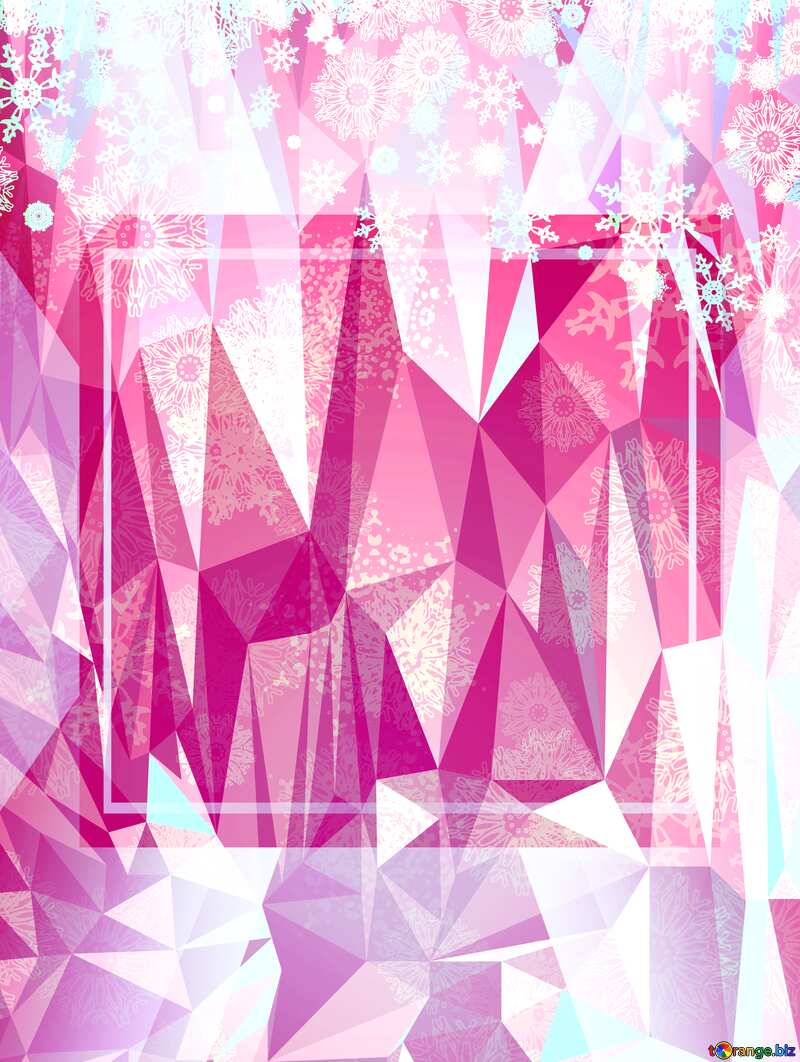Christmas ice frame template Polygon abstract geometrical background with triangles №40658