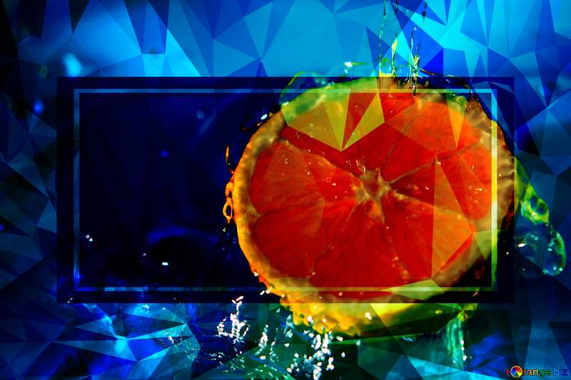 Orange Juice Template frame Polygon abstract geometrical background with triangles №40763