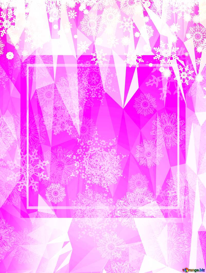 Christmas pink frame template Polygon abstract geometrical background with triangles №40658