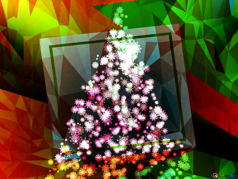 Christmas tree snowflakes frame template Polygon abstract geometrical background with triangles №40736
