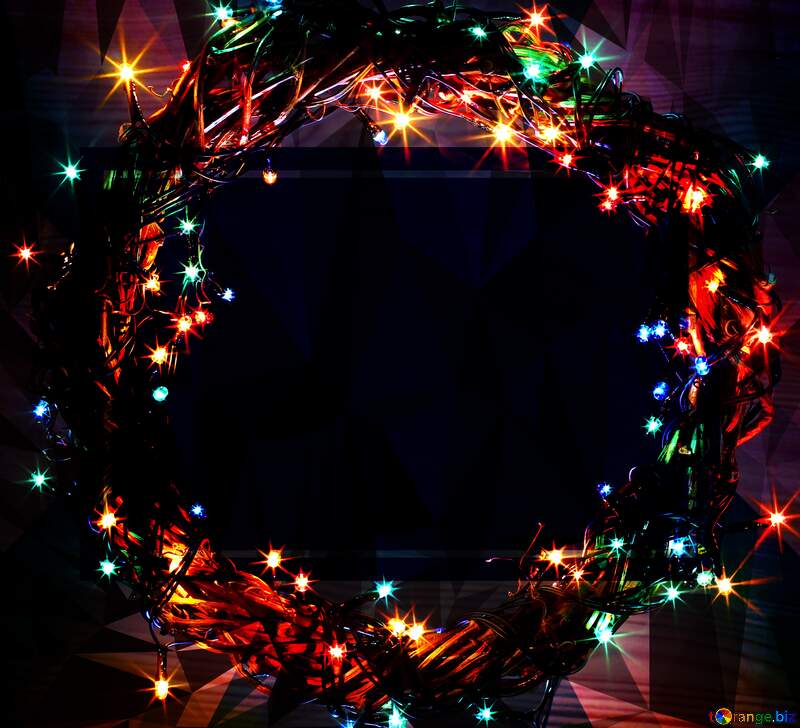 Christmas wreath space template Polygon abstract geometrical background with triangles №48021