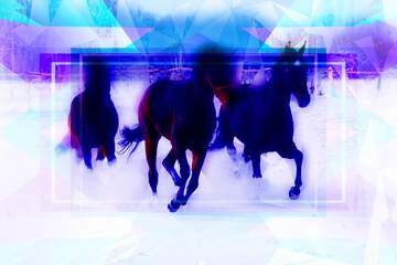 FX №202059 Three horses in the snow Polygon abstract geometrical background with triangles