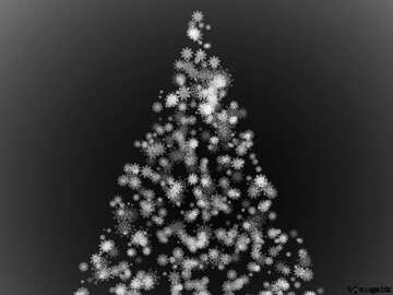 FX №202269 Clipart Christmas tree of snowflakes dark black white