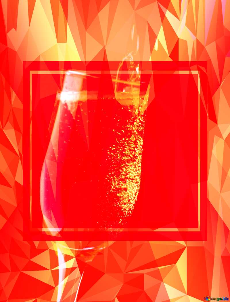 Background for an invitation to New Year party Polygonal abstract geometrical background with triangles Red Template Wine Glass №25738