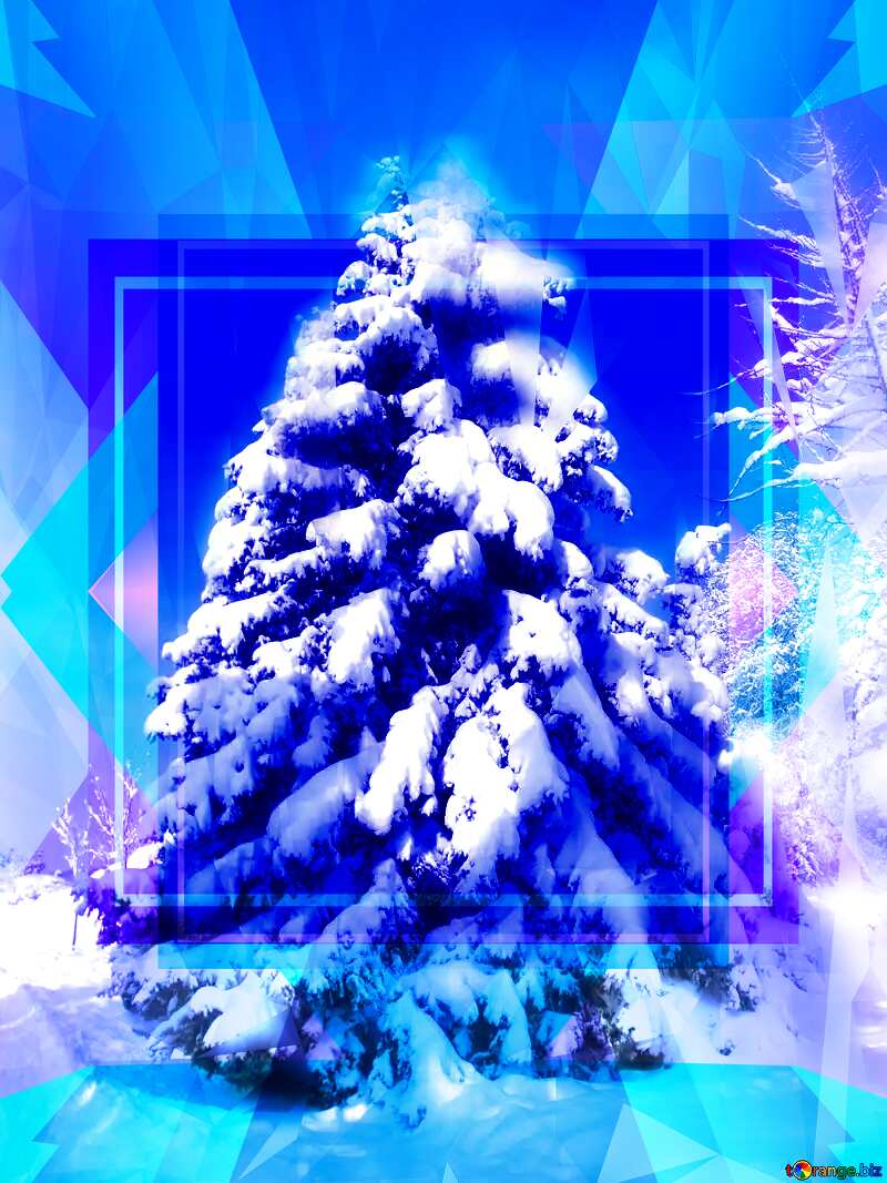 Christmas Snow tree Template Polygonal abstract geometrical background with triangles №10551