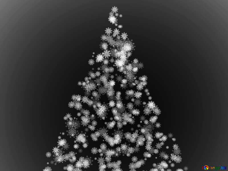 Clipart Christmas tree of snowflakes dark black white №40736