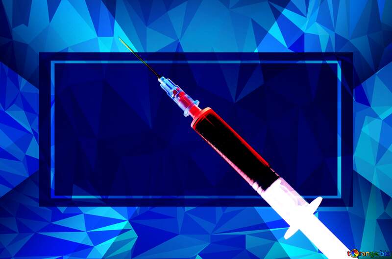 Syringe with blood Polygonal abstract geometrical background with triangles Medicine Template №19305