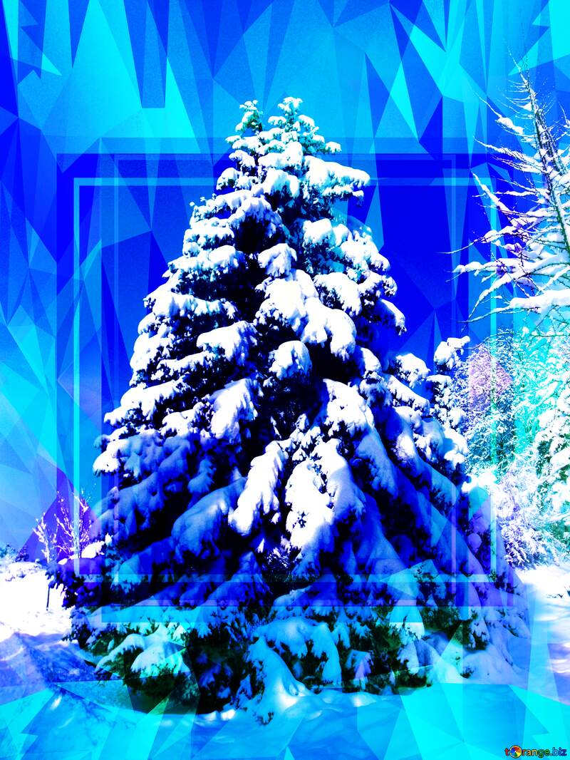 Snow Christmas tree Polygonal abstract geometrical background with triangles Winter Template №10551