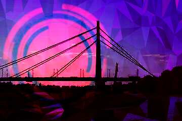 FX №203917 Kiev Bridge Infographics Red circle frame Polygonal abstract geometrical background with triangles