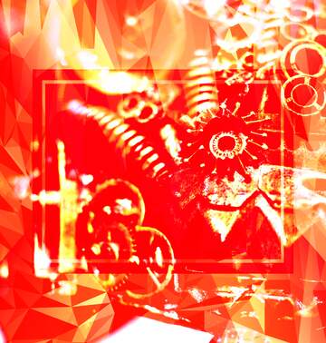 FX №203663 Steampunk style gears machine tiny Red Polygonal abstract geometrical background with triangles