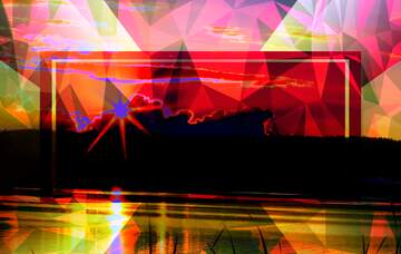 FX №203222 Sunny evening on the Lake Polygonal abstract geometrical background with triangles