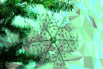 FX №203966 Fluffy snowflake at tree. Polygonal abstract geometrical background with triangles