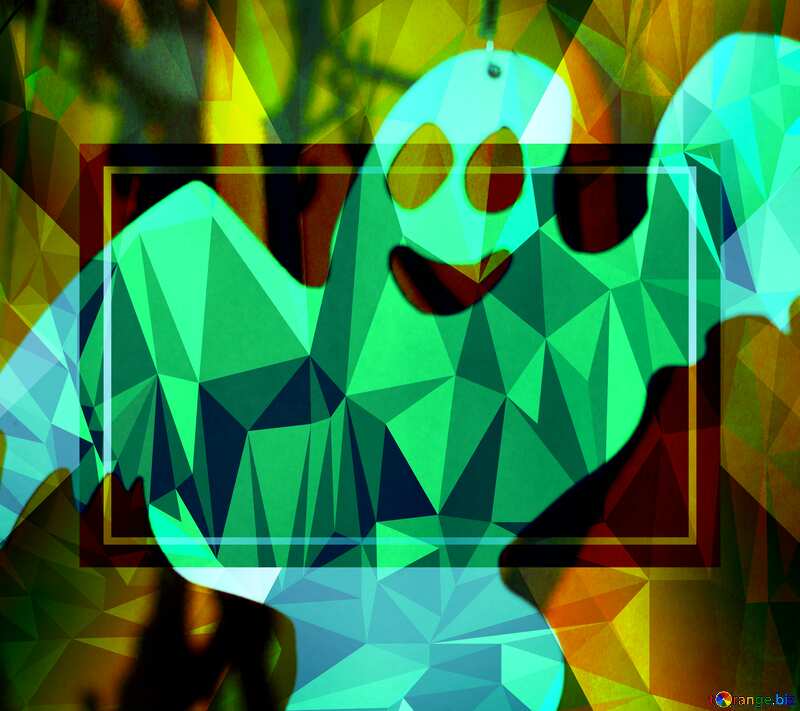 Ghost on Halloween Polygonal abstract geometrical background with triangles №47260
