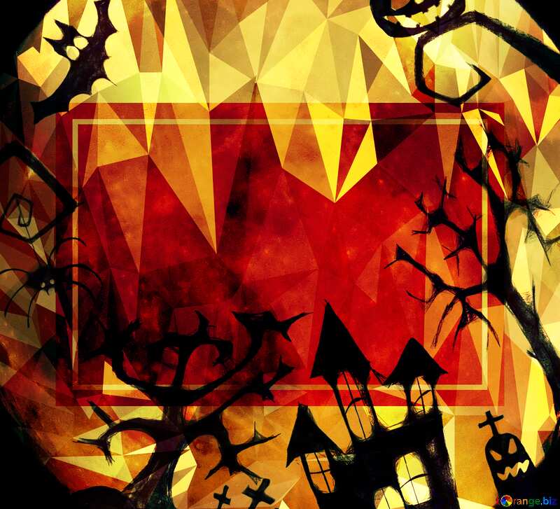 Halloween Template Polygonal abstract geometrical background with triangles №40469