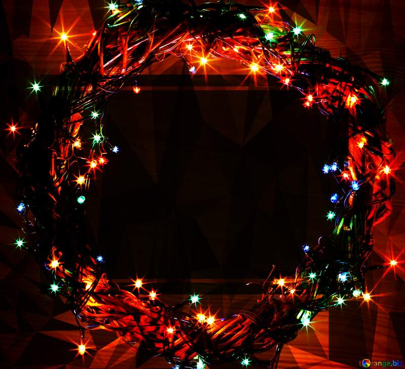 Christmas wreath Polygonal abstract geometrical background with triangles №48021