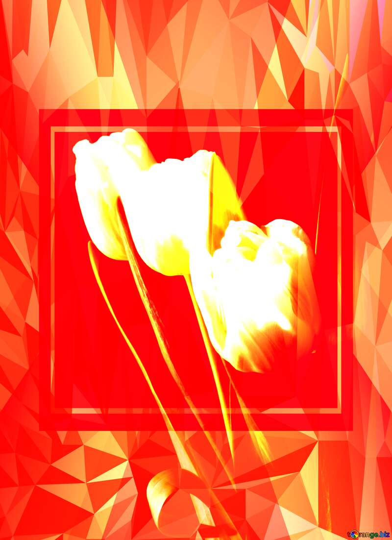 Tulips bouquet Template red Polygonal abstract geometrical background with triangles №46273