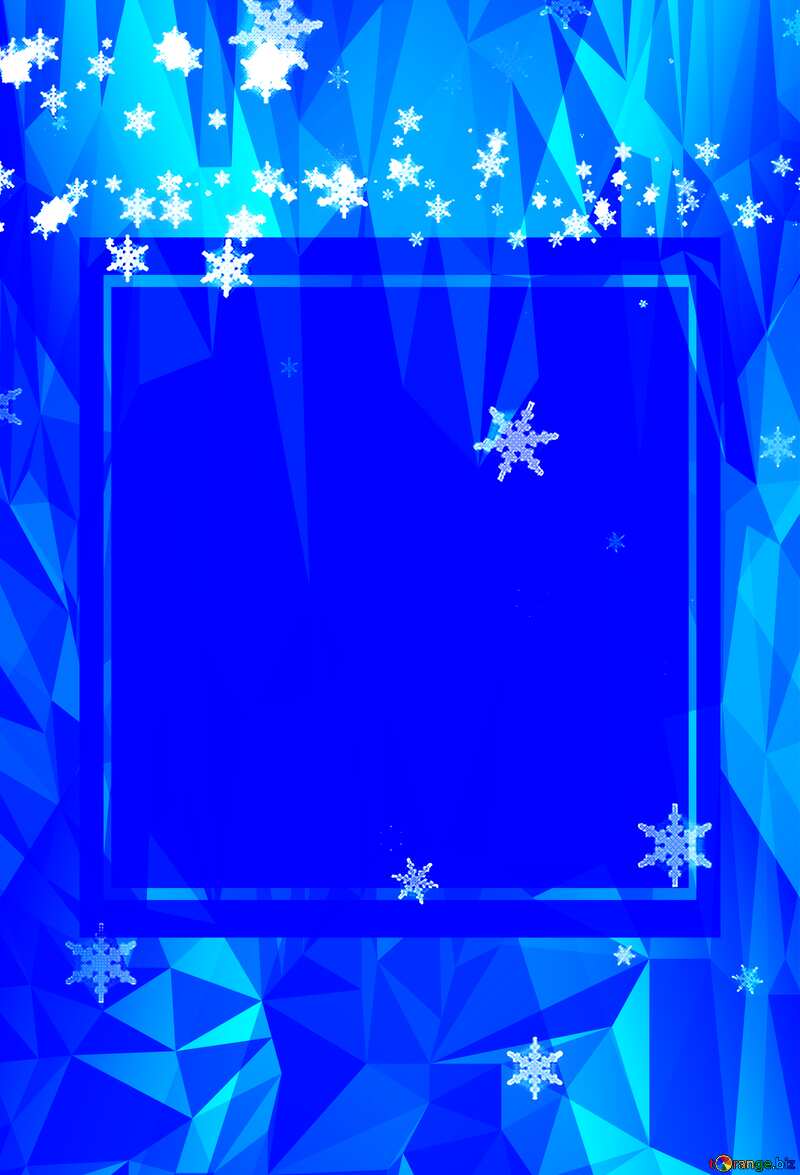 falling snowflakes blue ice Template Polygonal abstract geometrical background with triangles №40011