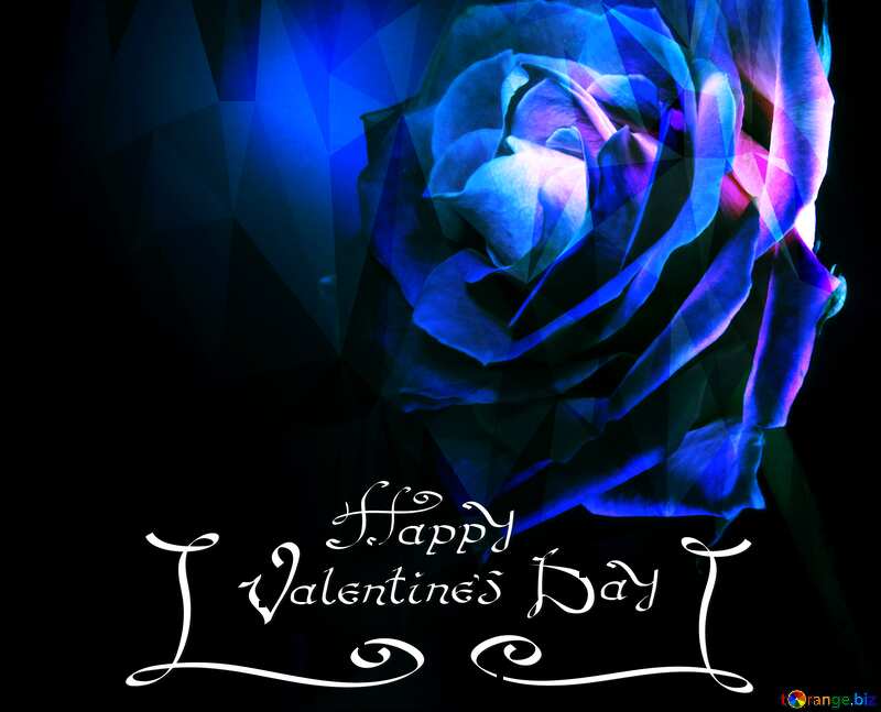 Happy Valentines Blue Rose Polygonal abstract geometrical background with triangles №7630