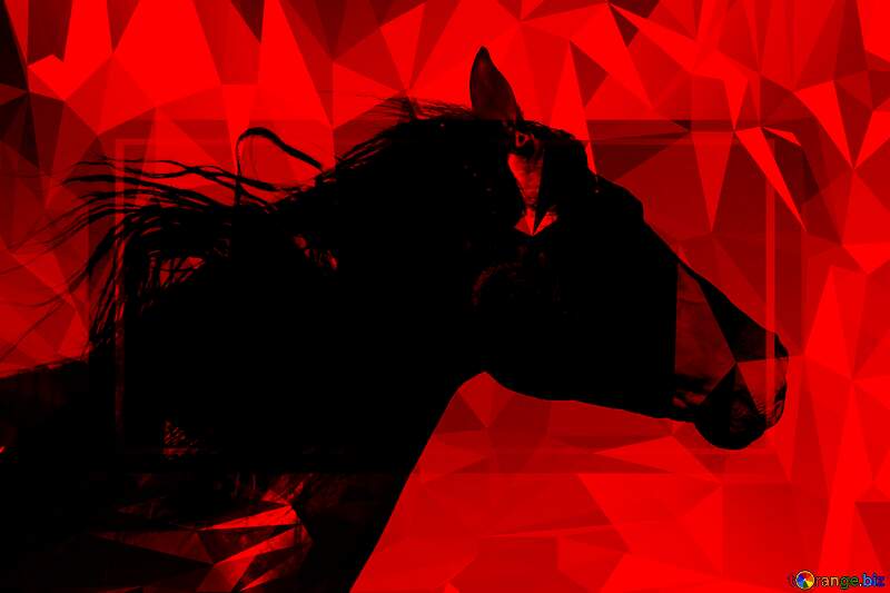 Black Horse portrait red template №36657