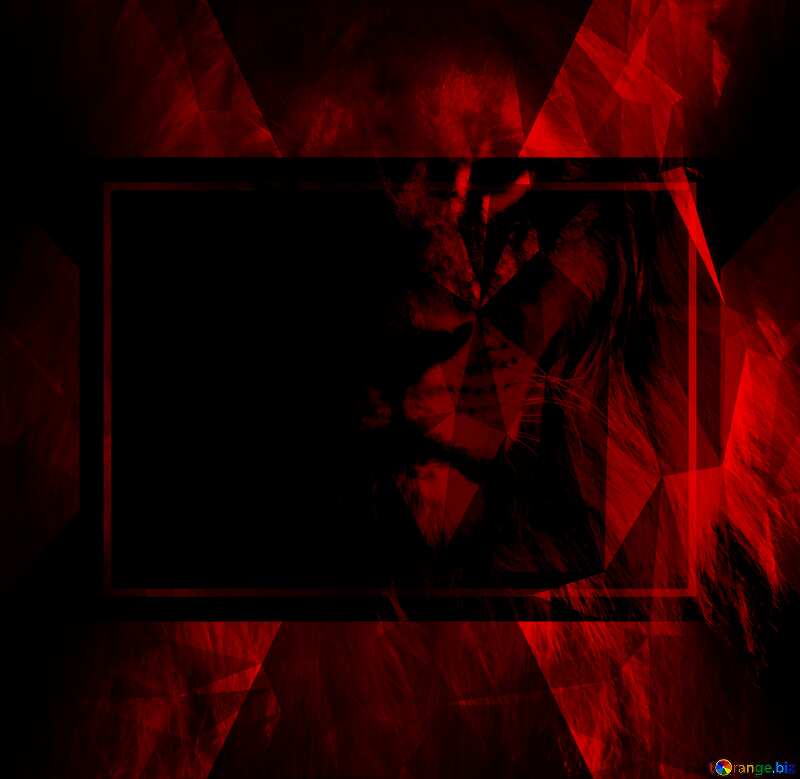 A lion Polygonal abstract geometrical background with triangles Red Portrait Template №44974