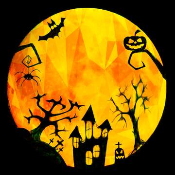 FX №204416 Halloween moon Polygonal abstract geometrical background with triangles