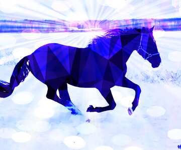FX №204086 Blue Horse in the snow Polygonal abstract geometrical background with triangles