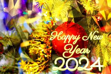 FX №204099 happy new year 2024 Polygonal abstract geometrical background with triangles