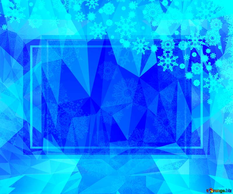 Blue Christmas ice Polygonal abstract geometrical background with triangles №40658