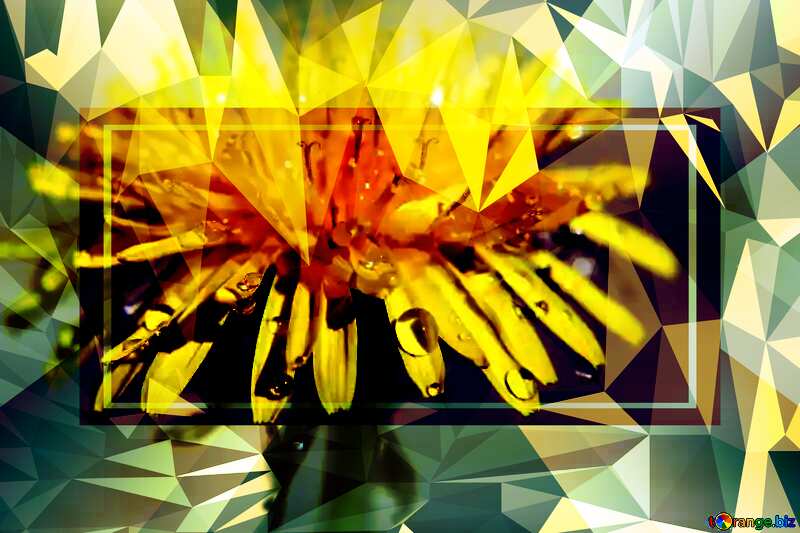 Yellow flower template Polygonal abstract geometrical background with triangles №27097