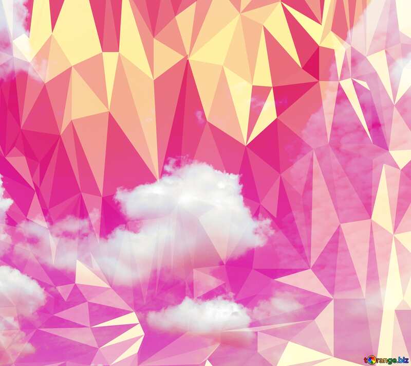 Sky pink Polygonal abstract geometrical background with triangles №31606