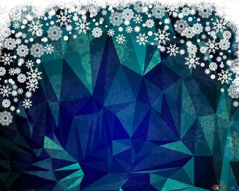 Blue Christmas snow around frame Polygonal abstract geometrical background with triangles №40658