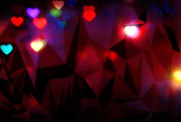 FX №205672 The lights in the shape of hearts dark Polygonal abstract geometrical background with triangles