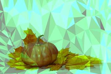 FX №205219 Pumpkin and leaves Polygonal abstract geometrical background with triangles