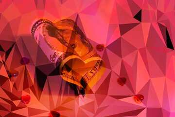 FX №205965 Heart of money red Polygonal abstract geometrical background with triangles