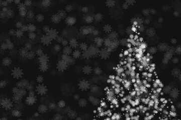 FX №205008 Snowflakes and Christmas tree clipart new year dark black and  white effect