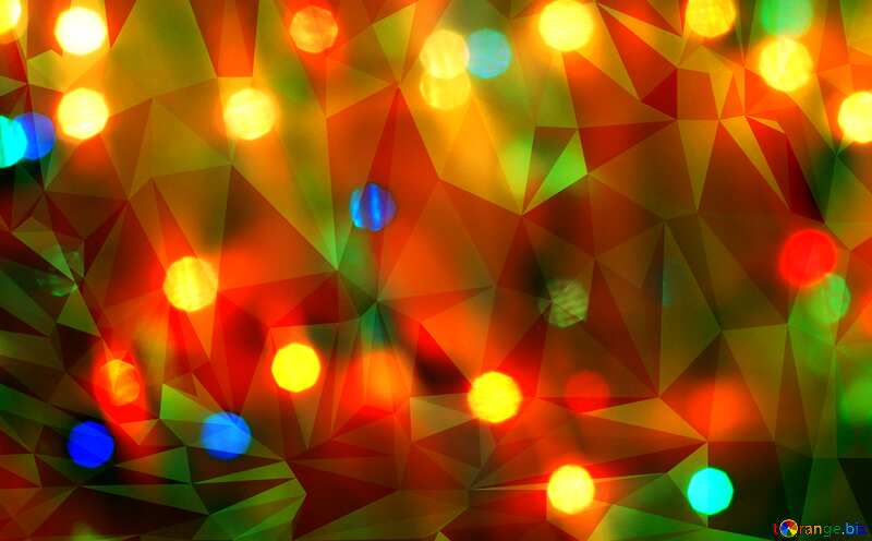 Lights bokeh gold Polygonal abstract geometrical background with triangles №24612