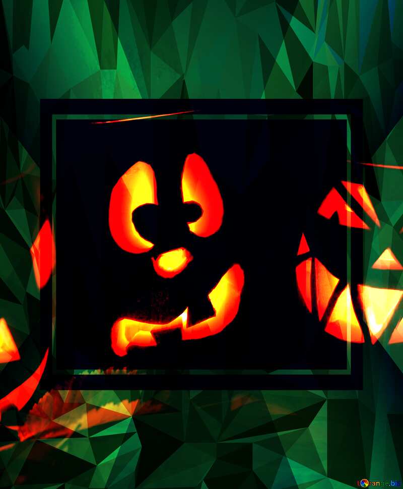 Pumpkins Design Halloween Polygonal abstract geometrical background with triangles №24317